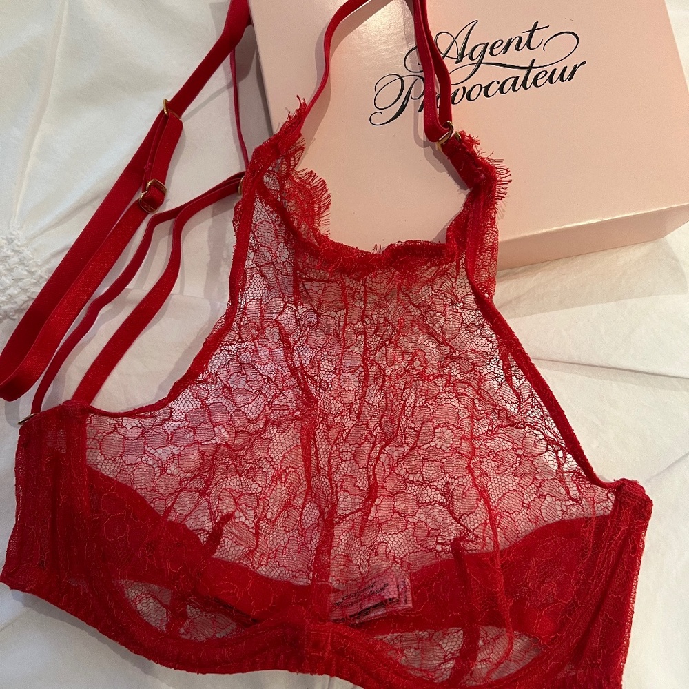 Agent Provacteur Red Lace High Neck Size 2 Bra